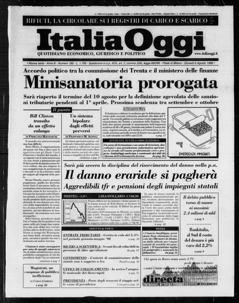 Italia oggi : quotidiano di economia finanza e politica